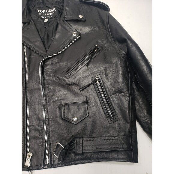 Top Gear #1 Racing By 4 Star Leather Motorcycle Jacket Size 46 Made In Pakistan - Picture 4 of 15